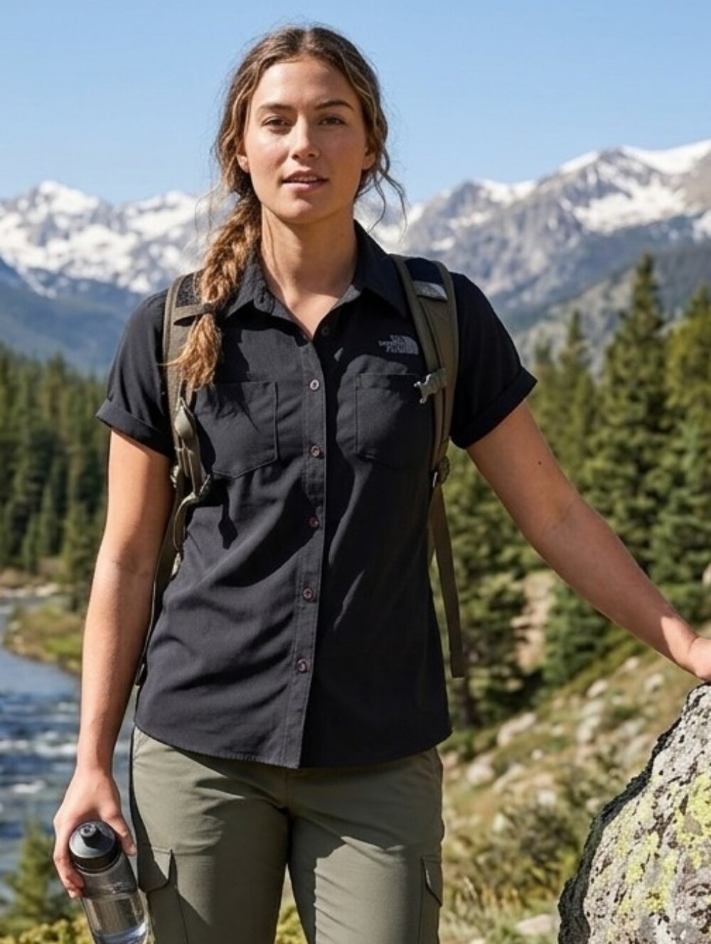 The North Face Black Short-Sleeve Outdoor Button Shirt